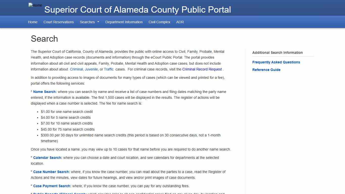 Search | Alameda eCourt Public Portal