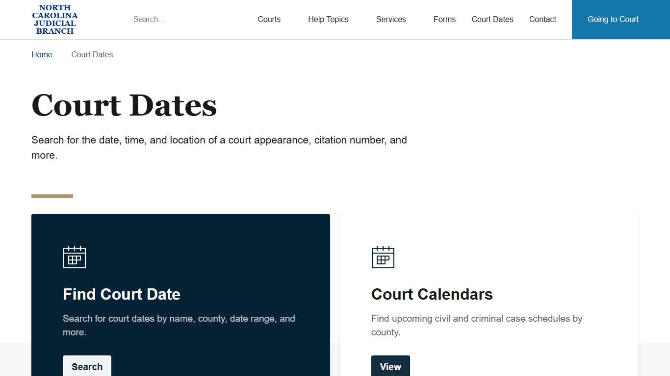 Court Dates | North Carolina Judicial Branch