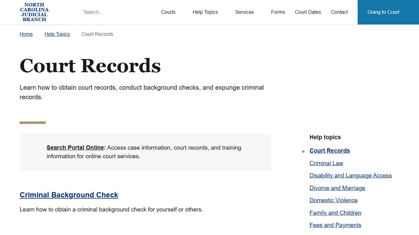 Court Records | North Carolina Judicial Branch